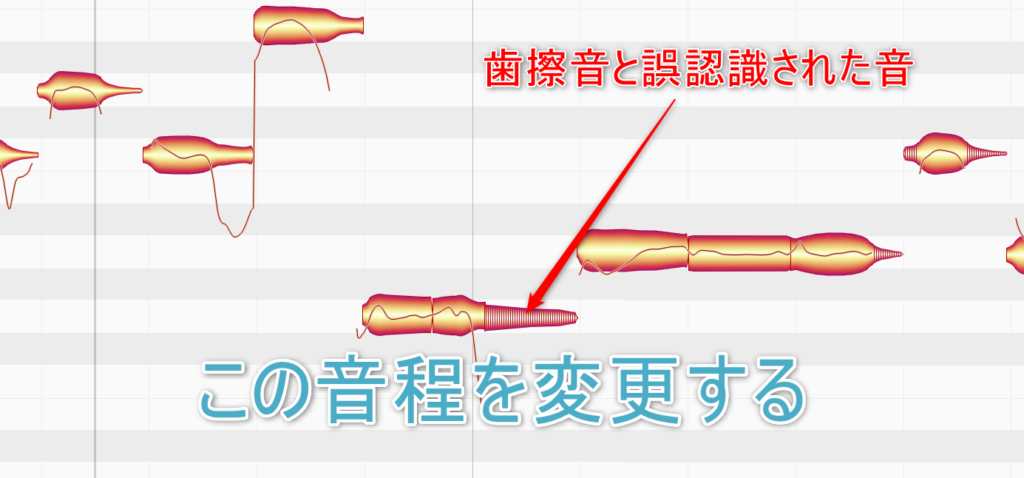 Melodyne メロダイン で歯擦音と誤認識したピッチを変更する方法 ほんみく